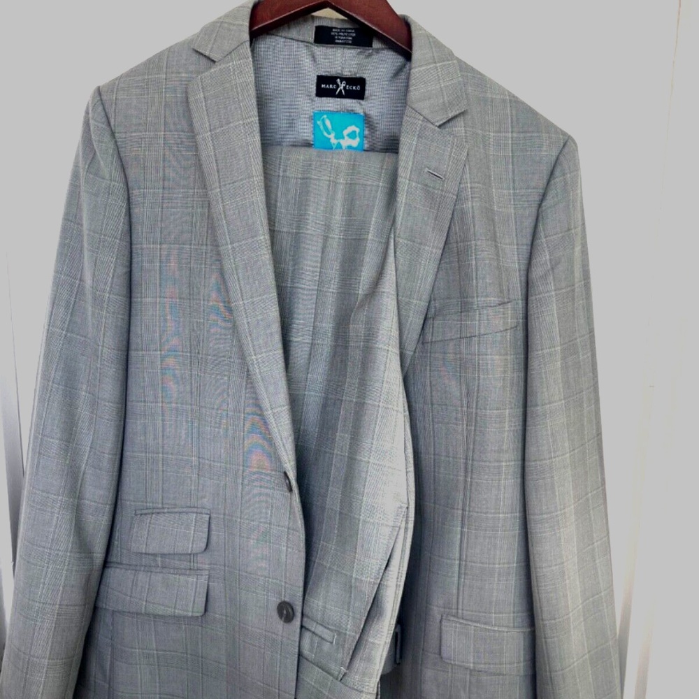 Marc Ecko Mens Gray Vintage Style Regular Fit 2 Piece Suit 40L Jacket 32x32L